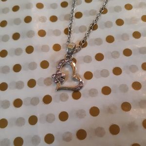 Clear Rhinestone Heart Necklace